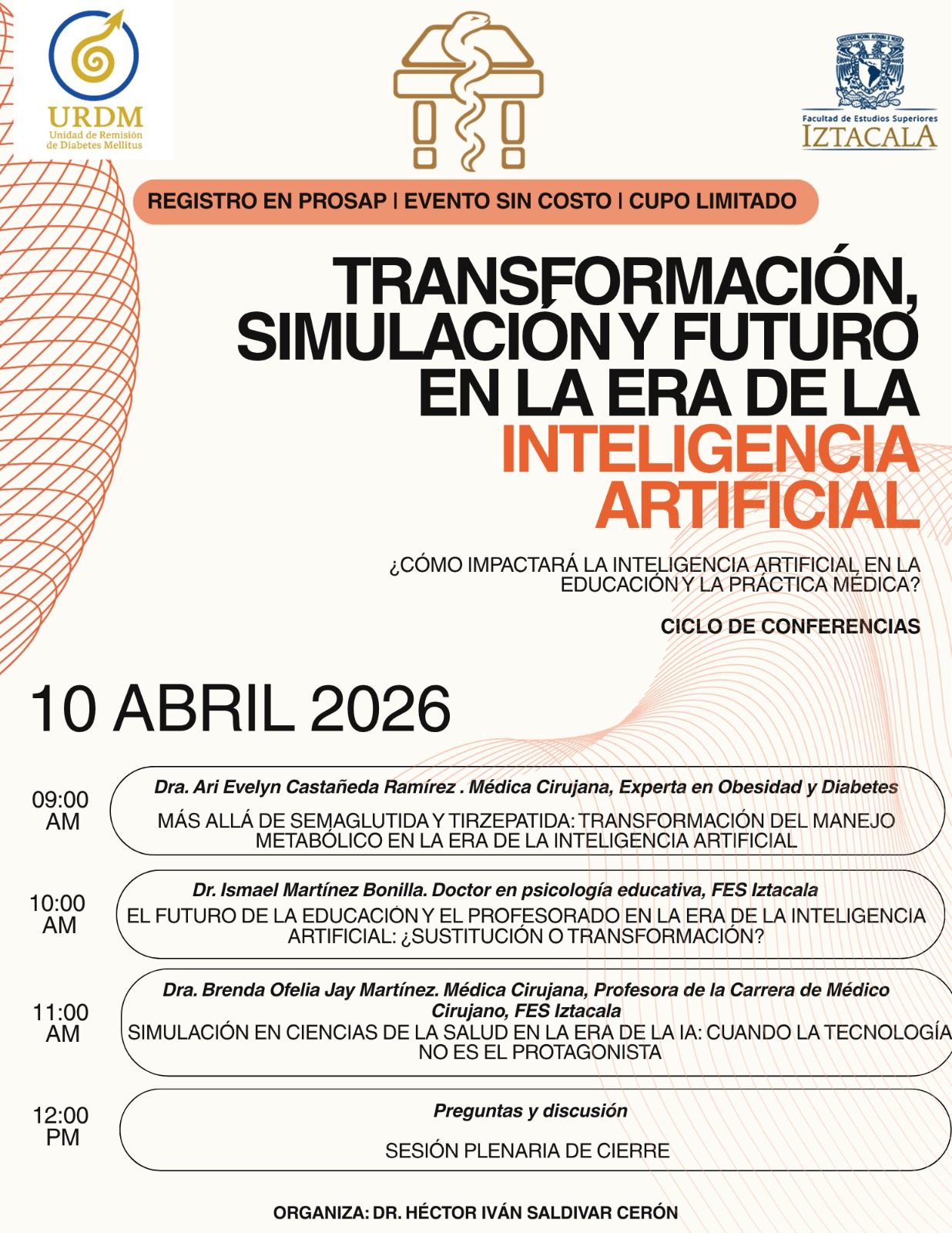 Cartel del ciclo de conferencias Transformación, simulación y futuro en la era de la inteligencia artificial, 10 de abril de 2026